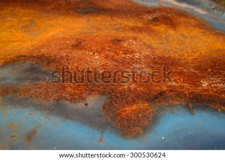 beautiful rusty metal background. Foreground is sharp, distant background is blurred