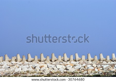 Breakwater. Sea wall for protect the beach.