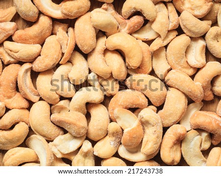 Healthy food, cashews rich in heart friendly fatty acids. Cashew nuts as food background