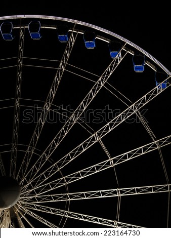 Ferris observation wheel in Poland Gdansk Old Town, night view.