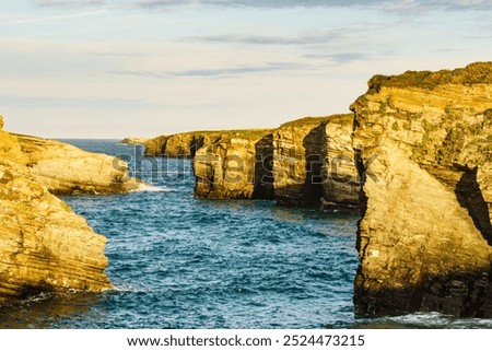 Similar – Image, Stock Photo Coastal landscape. Las Playas Natural Monument. Valverde. El Hierro. Canary Islands. Spain.