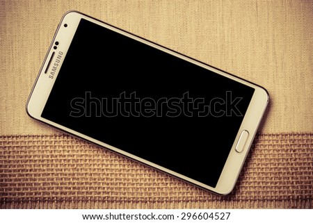 GDANSK, POLAND - DECEMBER 4, 2014: Samsung Galaxy Note 3 N9005 on January 8, 2015, Poland. Samsung Group is a S. Korean multinational company and biggest competitor with Apples iphone.