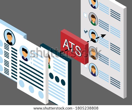Resumes in ATS (applicant tracking system) process vector