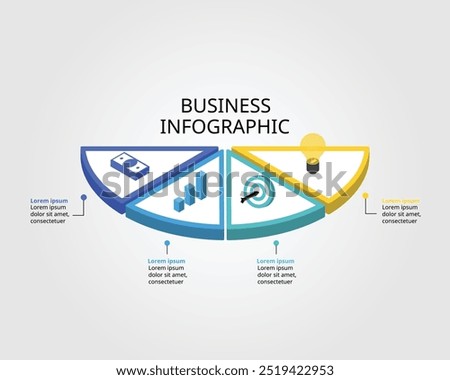 timeline half circle chart template for infographic for presentation for 4 element