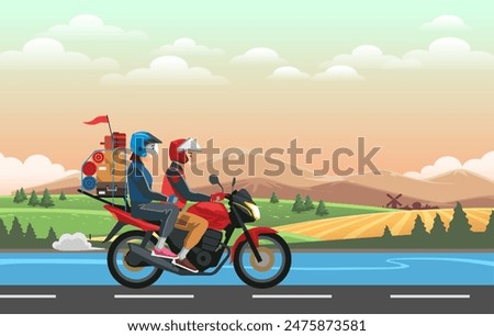 The couple riding a motorbike traveled to their hometown