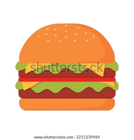 Animated Cartoon Burger icon. Vector illustration flat icon juicy delicious hamburger isolated on white background