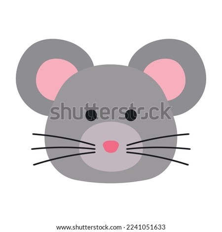 Hand drawn vector illustration of a cute funny mouse head character. Isolated objects. Concept for children print