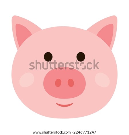 Hand drawn vector illustration of a cute funny pig head character. Isolated objects. Concept for children print