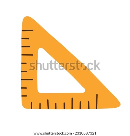 Hand drawn Triangle Ruler for School, Office , Education Tools and Equipment Cartoon Doodle Graphic Vector Element Decoration Illustration