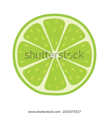 Cute Hand Drawn Green lime Slices Fruit Doodle for Drink and Beverage Ingredients on White Background