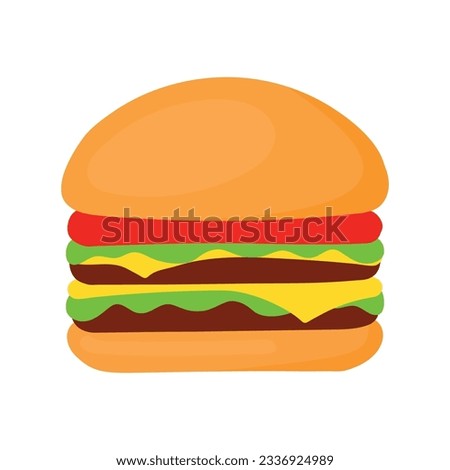 Cheese Burger with Double Beef Icon Doodle. Vector illustration flat icon juicy delicious hamburger isolated on white background