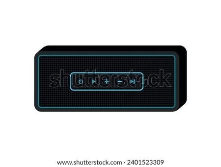 Black Portable Wireless Speaker Electronic Music Player Device Icon Isolated on White Background. Animated Sound Audio Vector Illustration
