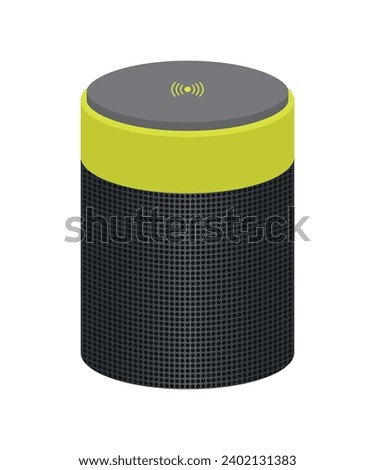 Black Portable Wireless Speaker Electronic Music Player Device Icon Isolated on White Background. Animated  Sound Audio Vector Illustration