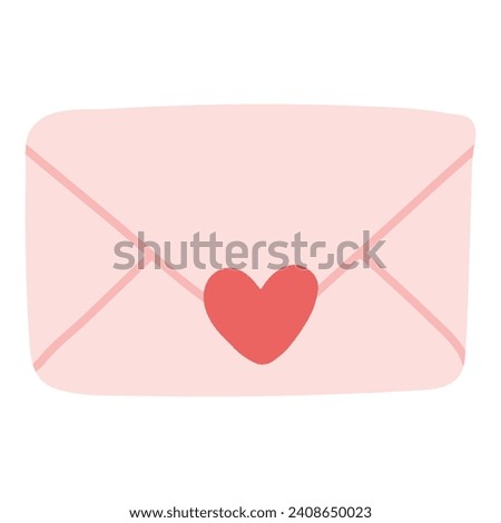 Hand drawn Love Letter in Envelope for romance love mail, message with Heart Shape Lock Icon Vector Illustration Sticker Doodle for Element Decoration Isolated on White Background