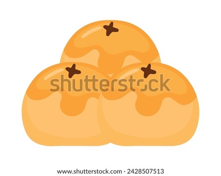 Simple Flat Nastar Indonesian Traditional Cookie with Pineapple Jam Inside for Eid Al Fitr Flat Doodle Icon Logo. Cartoon vector illustration isolated on white background