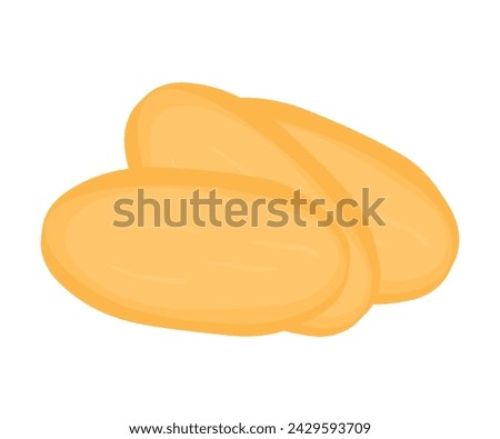 Lidah Kucing Kue Kering Traditional Indonesian Cookies Biscuit for Eid Al Fitr Flat Doodle Icon Logo. Cartoon vector illustration isolated on white background