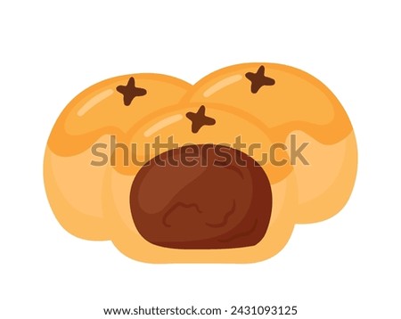 Simple Flat Nastar Indonesian Traditional Cookie with Pineapple Jam Inside for Eid Al Fitr Flat Doodle Icon Logo. Cartoon vector illustration isolated on white background