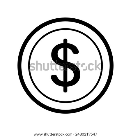 Black Line USD Dollar money currency icon clipart in vector USA money for business, finance, web site interface, infographic decoration elements vector illustration