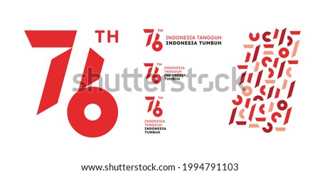 Anniversary Logo of Republic of Indonesia Independence. 76 Years of Independence of Republic of Indonesia. Icon and Pattern.