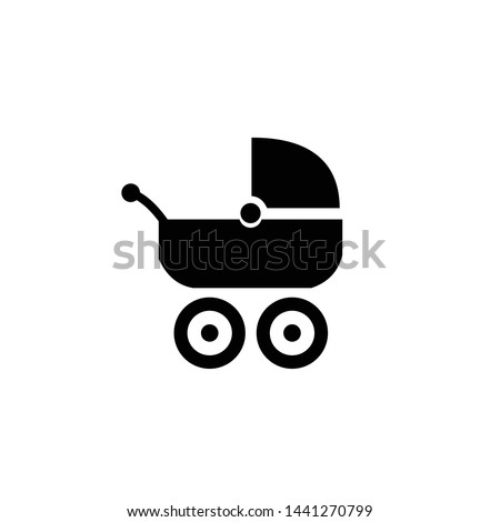 Baby stroller black vector icon