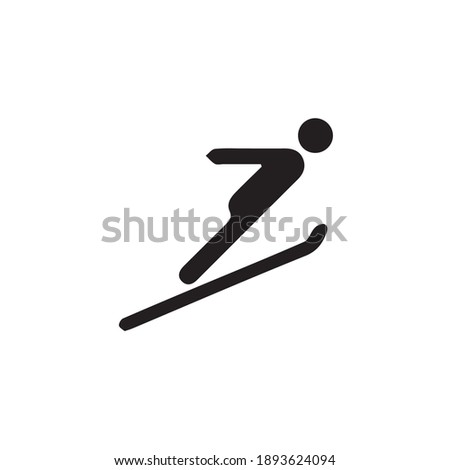 Winter sports ski jumping vector icons