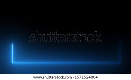 3D rendering of an abstract bright neon frame. Luminous neon line of a rectangular path. Web Background Laser Show