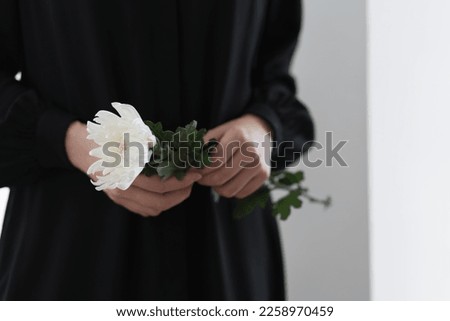 Similar – Image, Stock Photo Serious woman with blooming twigs in garden