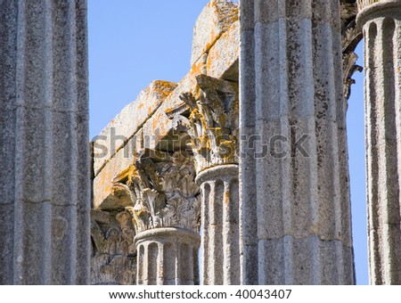 old ancient antique column in roman stile Temple of Evora