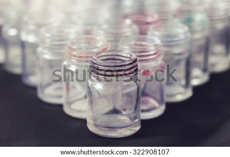 Empty  glass bottles background, color bottle