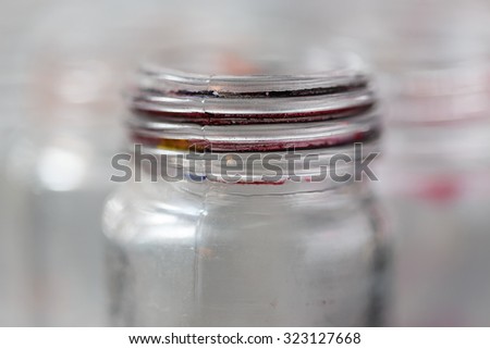 Empty  glass bottles background, color bottle