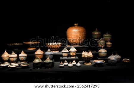 Image, Stock Photo Tea bowl fine blue and white patterned in Japanese Tokusa design with freshly brewed Assam organic black tea on which some air bubbles float