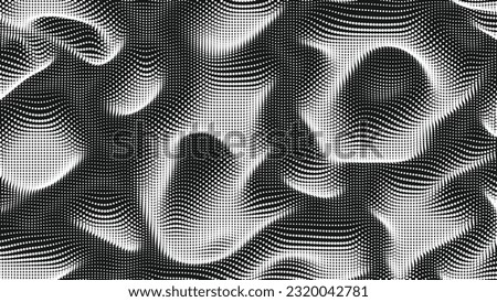 Black and white wavy halftone background vector
