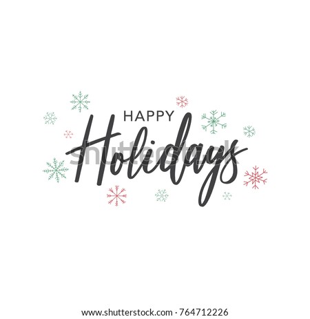 Happy Holidays Calligraphy Vector Text With Colorful Hand Drawn Snowflakes Over White Background ストックフォト © 