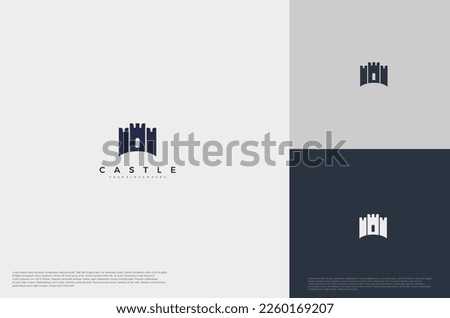 simple medieval castle Logo illustration vector design template 
