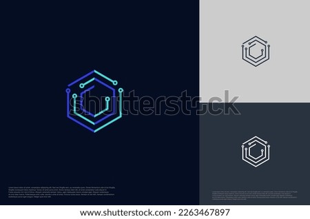 Abstract hexagonal connecting global technology logo designs template, symbol template