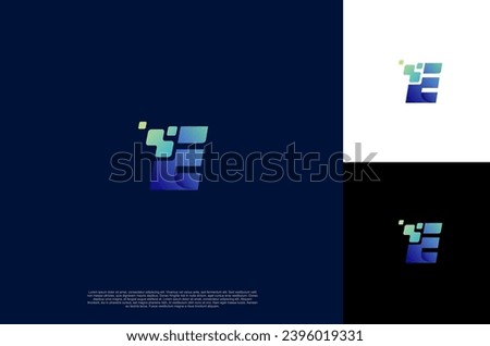 
Initial Letter E with square pixel dot Motion . Vector Logo Design Template
