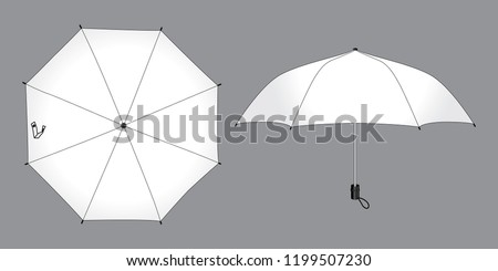 White compack small umbrella rain template on gray background, vector file.