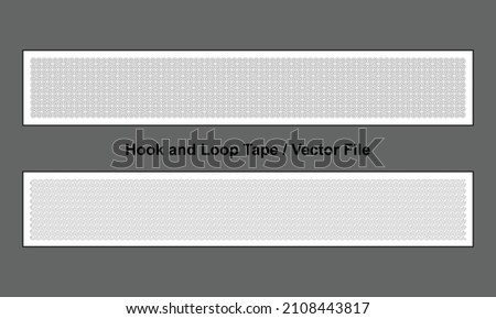 White Hook and Loop Tape Fastener Template on Gray Background, Vector File.