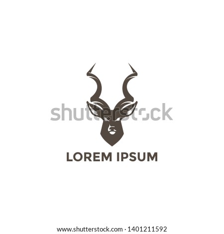 logo template Kudu head front view graphic vector.