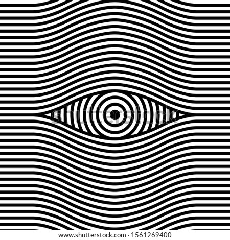 Abstract artistic eye with wavy line pattern background vector illustration