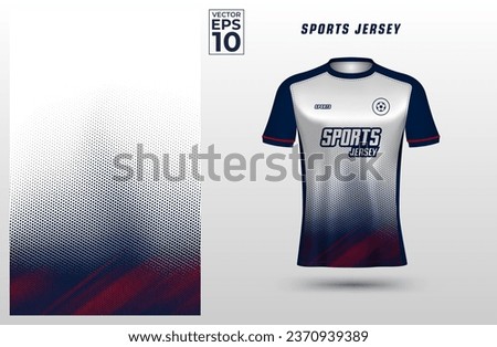 T-shirt sport jersey design template with geometric halftone background. Sport uniform in front view. Shirt mock up for sport club. Vector Illustration