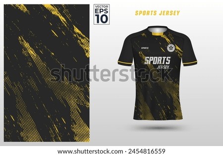 T-shirt sport design template with grunge halftone pattern background for soccer jersey. Sport uniform in front view. Shirt mock up for sport club. Vector Illustration