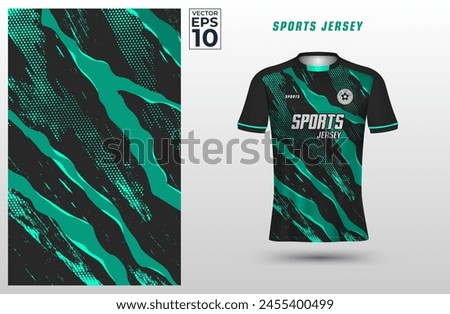 T-shirt sport jersey design template with abstract grunge halftone pattern background. Sport uniform in front view. Tshirt mock up for sport club. Vector Illustration