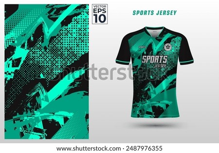 T-shirt sport jersey design template with abstract grunge halftone pattern background. Sport uniform in front view. Tshirt mock up for sport club. Vector Illustration