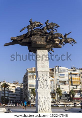 IZMIR, TURKEY - AUGUST 20: Independence monument in city of Izmir, AUGUST 20 , 2013 in Izmir, Turkey Izmir is the third most populous city in Turkey