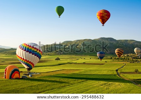 Hot air balloons fly over Cappadocia is known around the world as one of the best places to fly with hot air balloons, Goreme, Cappadocia, Turkey.