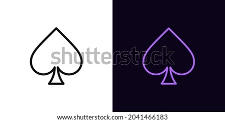 Outline spade suit icon, with editable stroke. Linear spades sign, card suit silhouette. Poker playroom, card game and trick, poker tournament. Vector icon, sign, symbol for UI and Animation