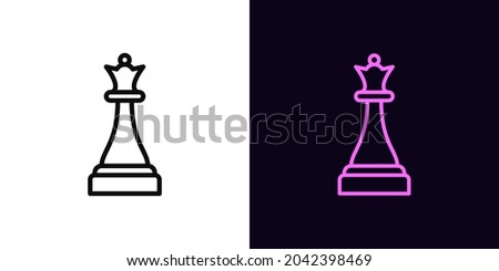 Outline chessman queen icon, with editable stroke. Linear queen sign, chess piece pictogram. Online chess game, strategy tactics on chessboard, checkmate. Vector icon, sign, symbol for Animation