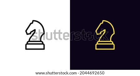 Outline chessman knight icon, with editable stroke. Linear horse sign, chess piece pictogram. Online chess game, strategy tactics on chessboard, checkmate. Vector icon, sign, symbol for Animation