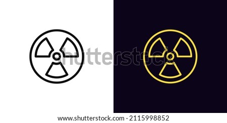 Outline radiation icon with editable stroke. Linear radiation sign, hazard pictogram. Nuclear energy, danger zone, radioactive pollution and waste, nuke. Vector icon, sign, symbol for UI and Animation